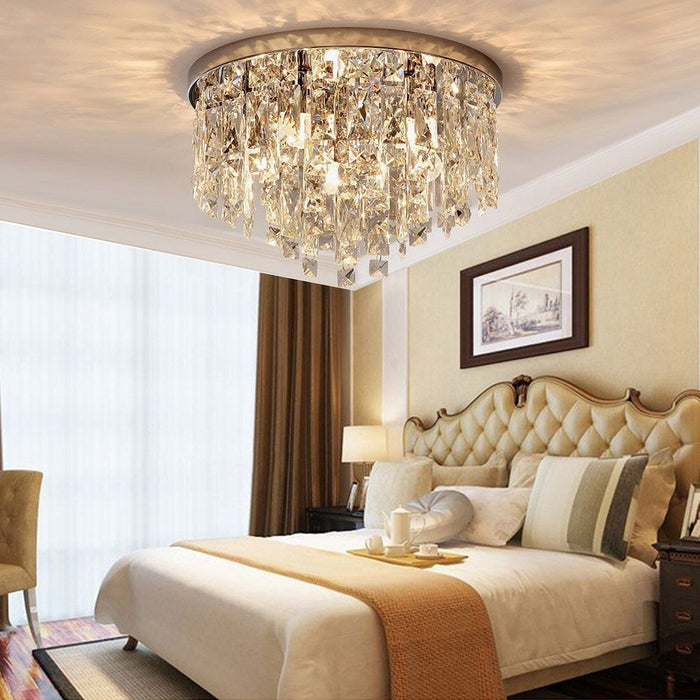 Contemporary Round Crystal Bedroom Chandelier