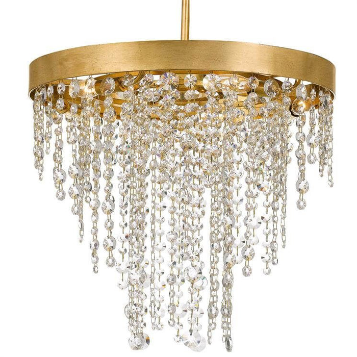 Gold Round Crystal Rainfall Living Room Chandelier