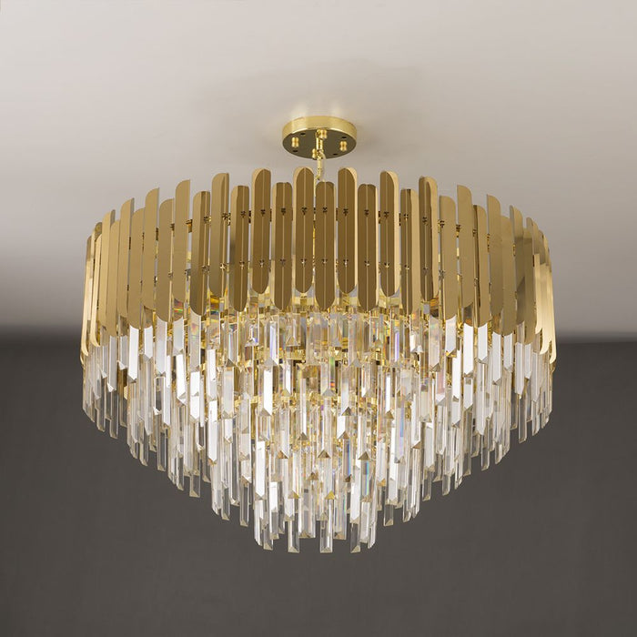 Modern 10-Light Tiered Crystal Living Room Chandelier