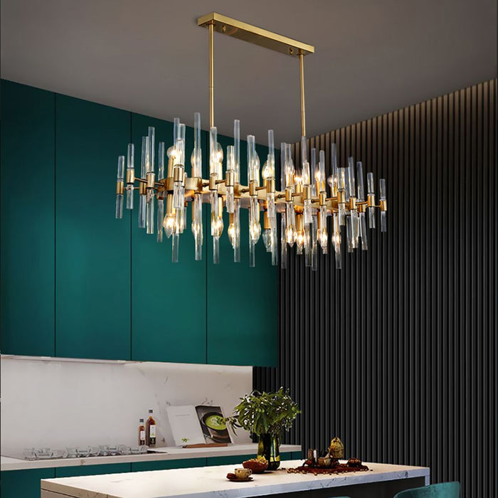 Modern metal and glass Kitchen Island Chandelier