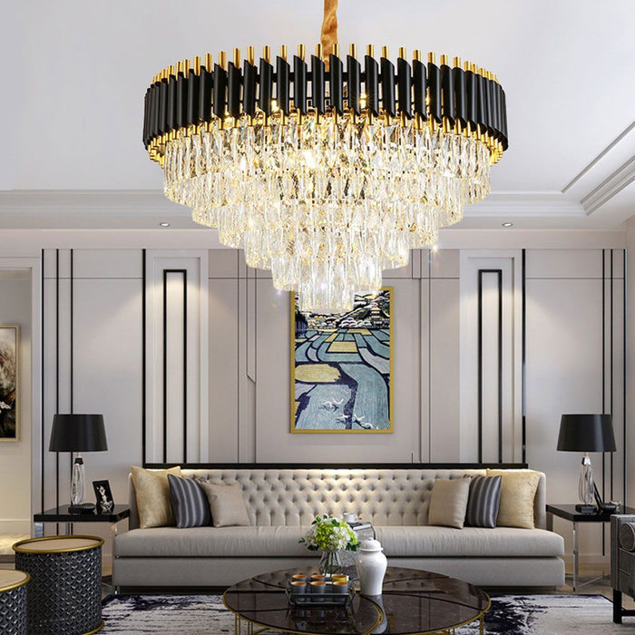 Modern Pyramid Glass Living Room Chandelier