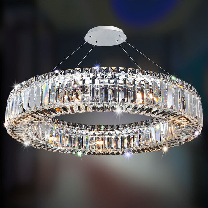 Sparkling Crystal Block Ring Living Room Chandelier